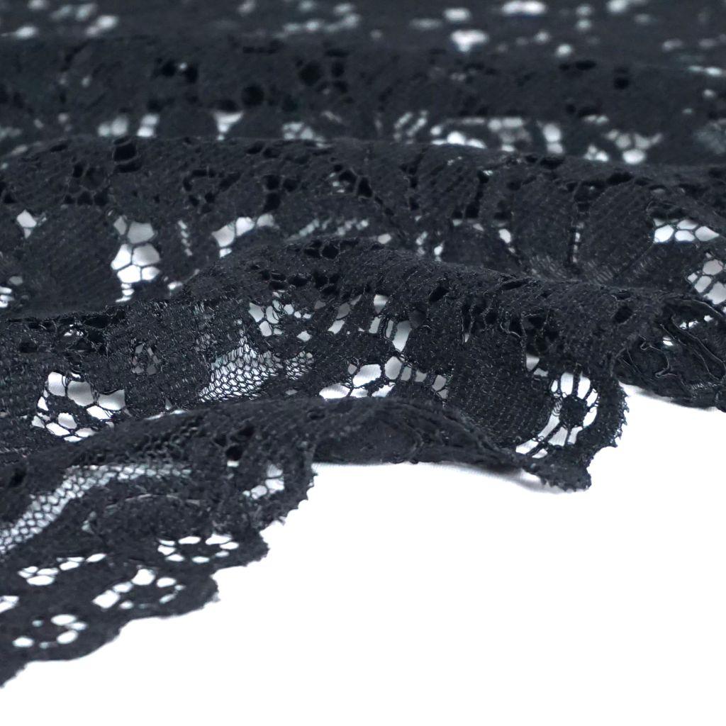 Preview: Spitze mit Baumwolle und Bogenkante schwarz